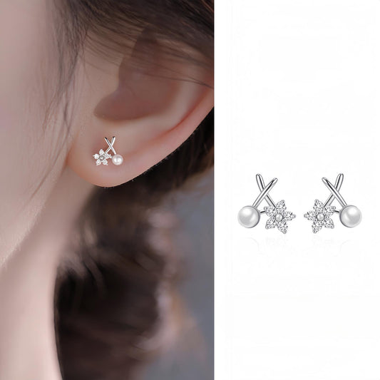 Zircon Little Flower Plated Sweet Simple Affordable Luxury Earrings