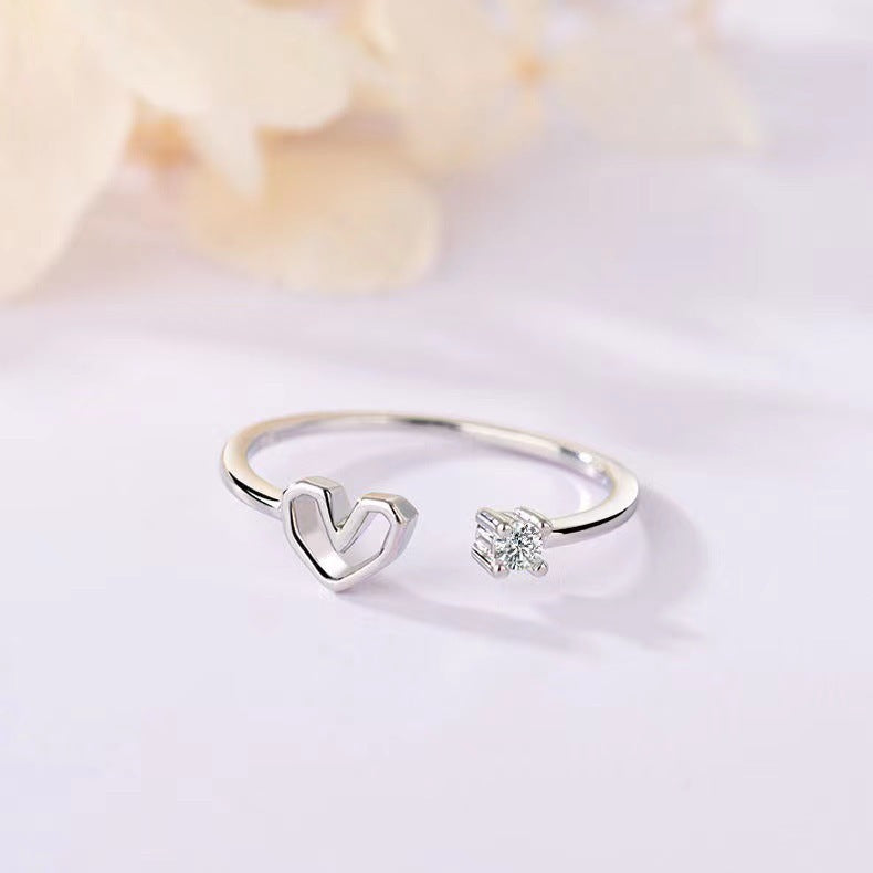 Korean Style Fresh Rhinestone Zircon Hollow Girlfriends Rings