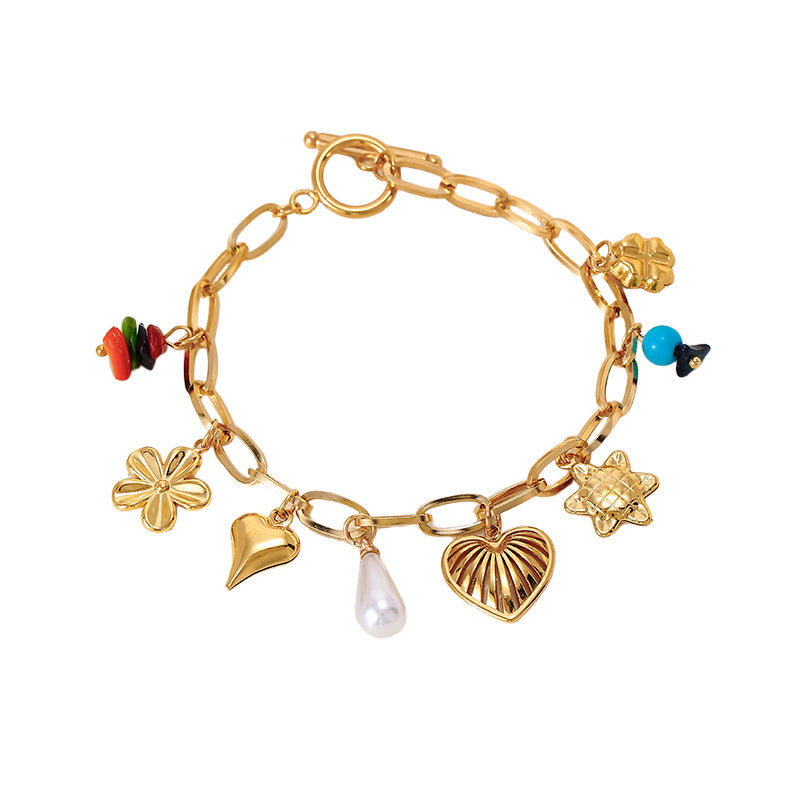 Titanium Steel Natural Stone Butterfly Golden Light Luxury Bracelet