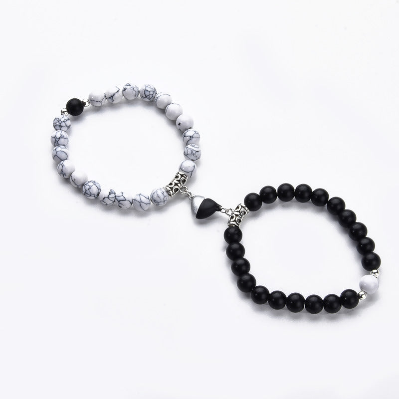 Powder Jade Love Magnetic Buckle Couple Bracelets