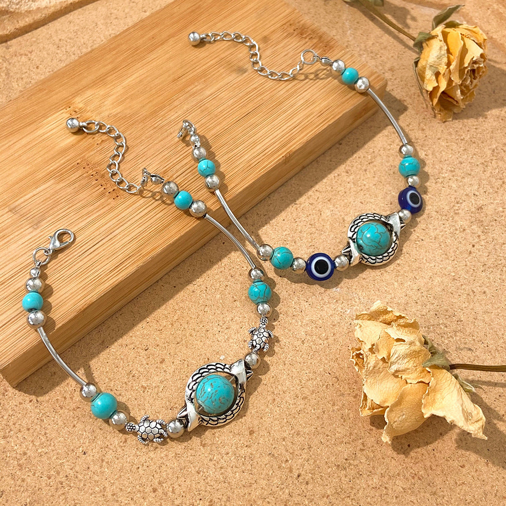 Retro Artistic Turquoise Handmade Ethnic Butterfly Turtle Bracelets