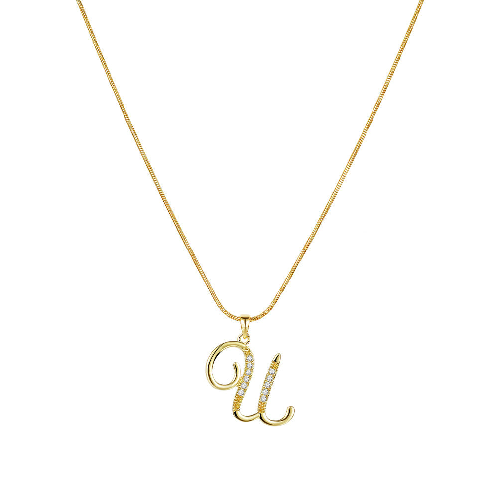 Simple Copper Inlaid Zircon Snake Chain Gold Advanced Necklaces