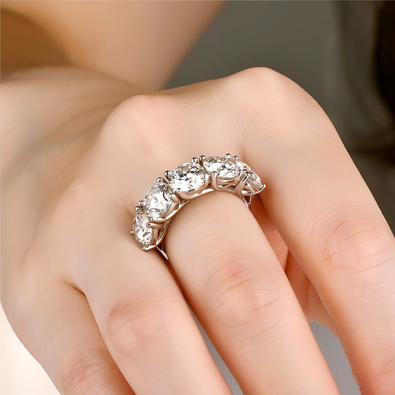 Moissanite Five-star Gang Drill Light Luxury Rings