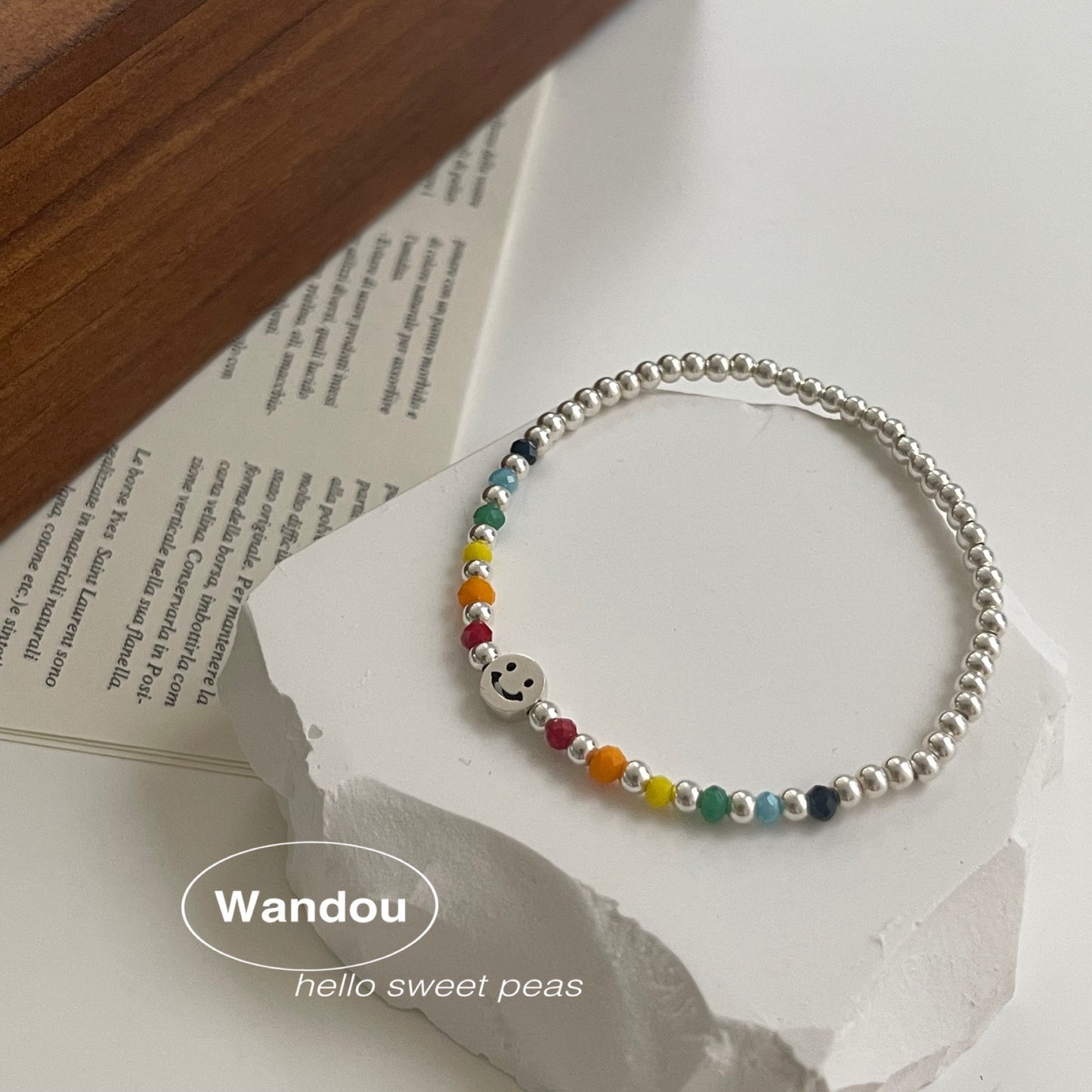 Sier-plated Handmade Rainbow Female Summer Girlfriends White Bracelet