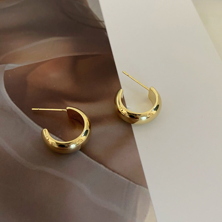 Women's Type Glossy Metal Personalized Minority Simple Textured Rings