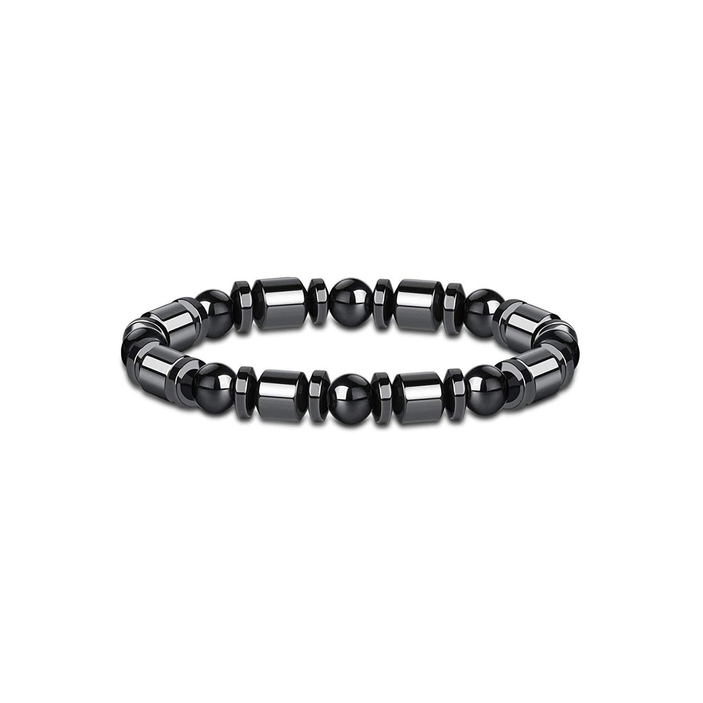 Men's Haematite Stretch Natural Stone Beaded Spacer Yoga Single Bracelet