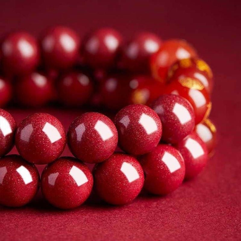 Purple Gold Sand Cinnabar Single With Jade Bracelets
