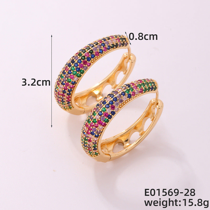 Round Micro Inlaid Zircon Clip Advanced Sense Earrings