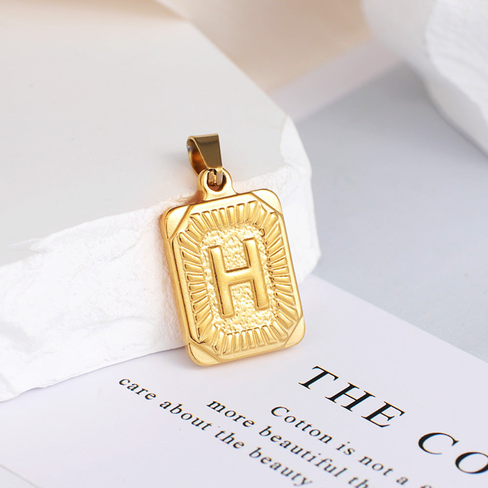 Gold English Letter Tag Simple Sweater Pendants