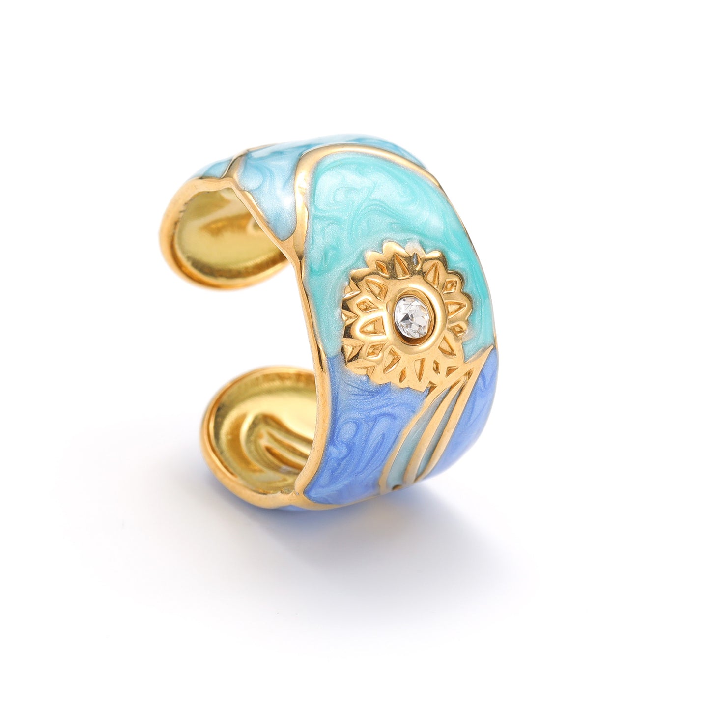 Enamel Open Light Luxury High-grade Flower Rings