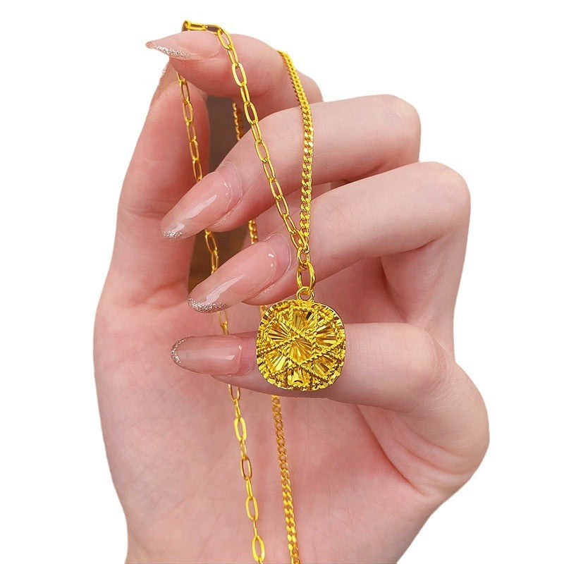 Gold Brushed Flash Elegant Sugar Integrated Chain Light Luxury Necklace