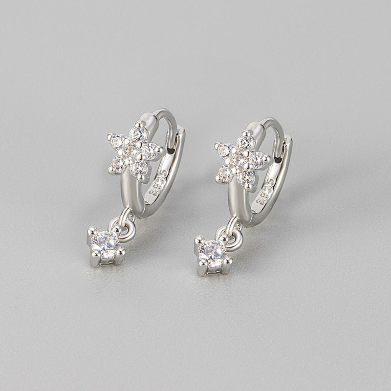 Multicolor Zircon Plum-shaped Personality Fashion Flower Ear Buckle