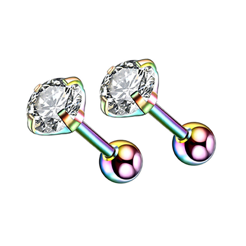 Men's Stainless Steel Zircon Korean Rhinestone Fashion Ear Earrings