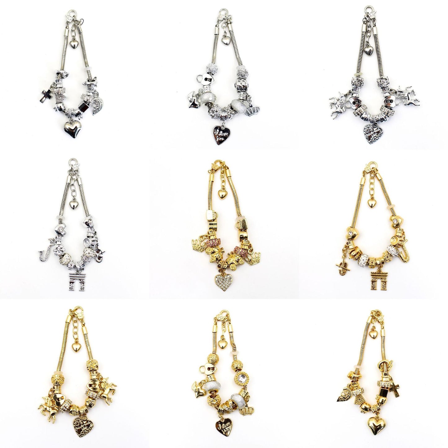 Crystal Heart-shaped Glass Bead Temperament Trend Alloy Bracelet