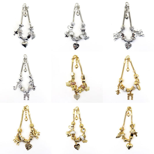 Crystal Heart-shaped Glass Bead Temperament Trend Alloy Bracelet