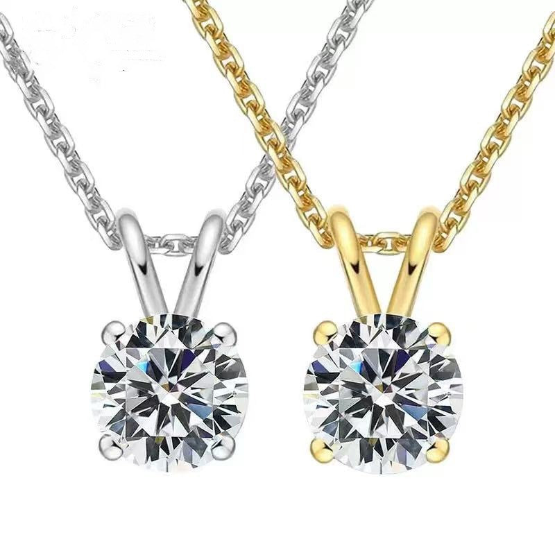 Moissanite Female Inlaid Gem Super Flash Single Diamond Necklace