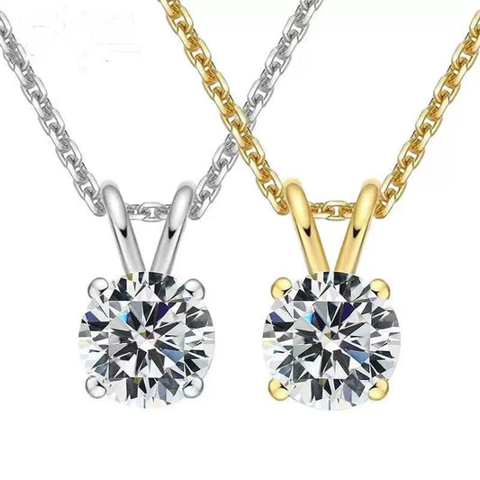 Moissanite Female Inlaid Gem Super Flash Single Diamond Necklace