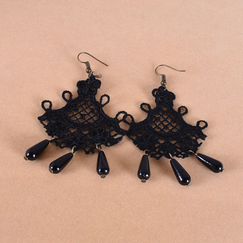 Women's Vintage Fashion Baroque Crystal Eardrops Black Earrings