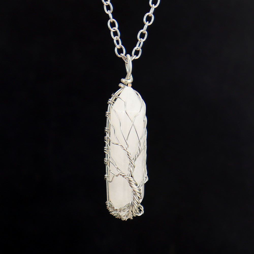 Live Broadcast Natural Hexagon Prism Winding Lucky Tree Crystal Necklaces