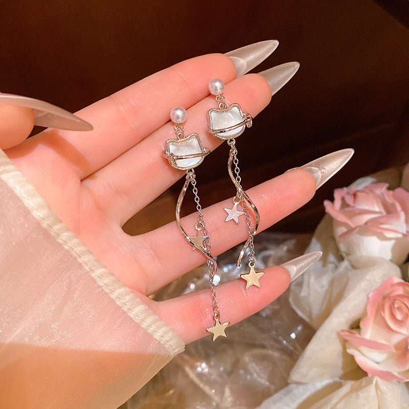 Women's Light Luxury Minority High-grade Long Fringe Design Graceful Rings