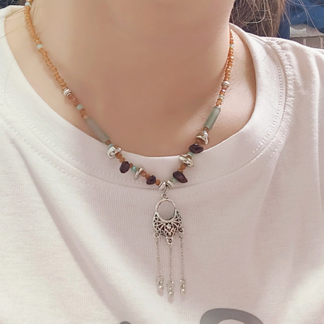 Women's Vintage Ethnic Style Tassel Flower Basket For Niche Design National Necklace