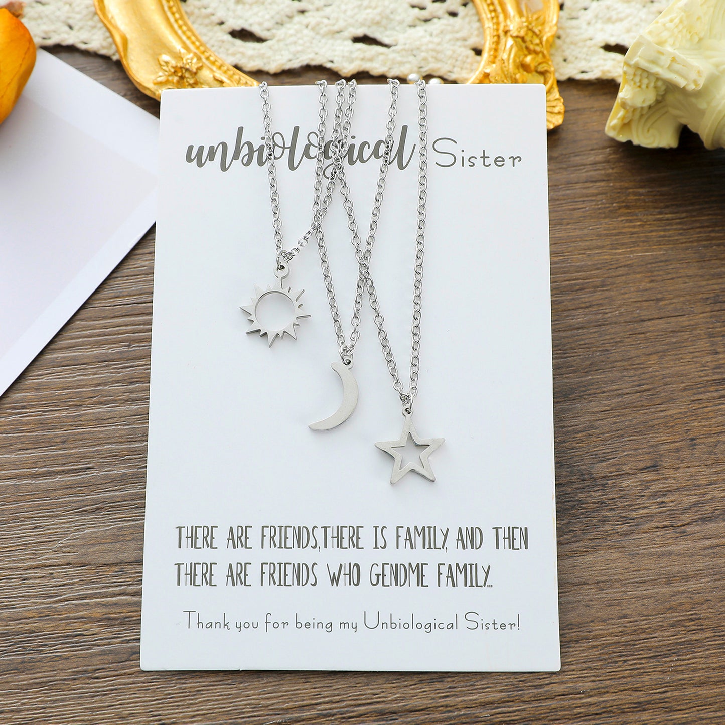 Stainless Steel Sun Moon Star Clavicle Necklaces