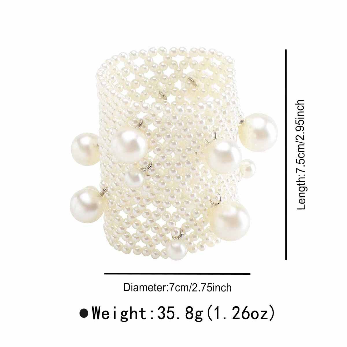 Women's Pattern Pearl Elastic Light Luxury Temperament Wide-brimmed Bracelet