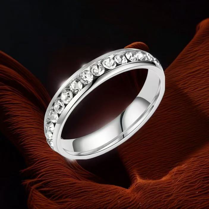 Stainless Steel Titanium Female French Style Starry Square Ring