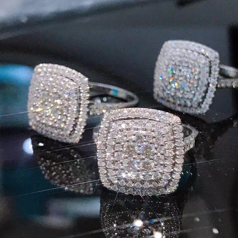 Rhinestone Square Princess Fashion Female Engagement Rings