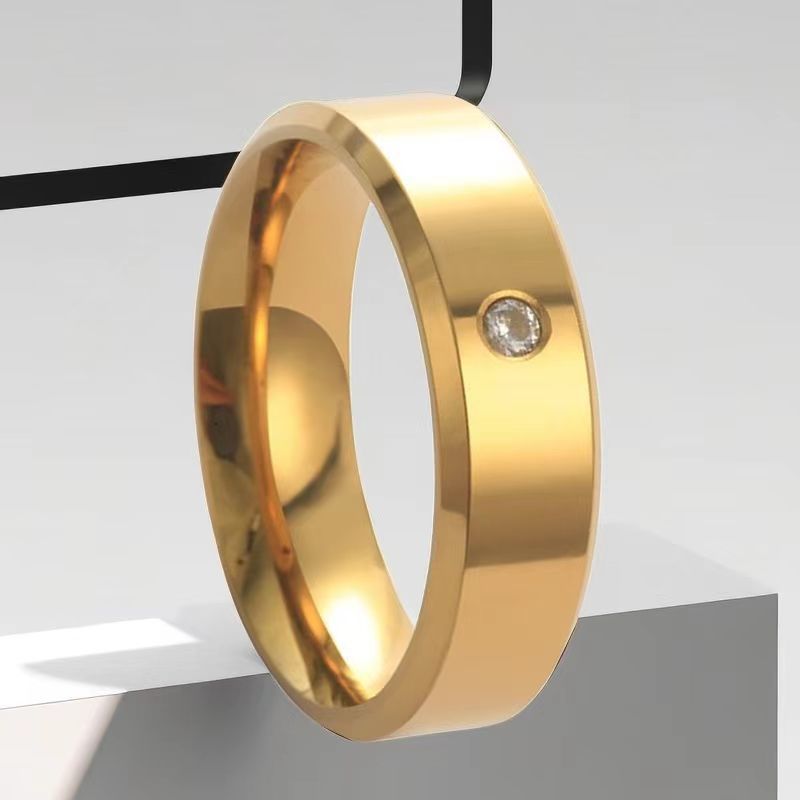 Steel Couple Pairs Of Wind Diamond Niche Simple Rings