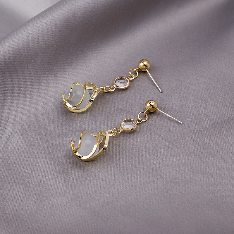 Diamond Butterfly Flower Pearl Graceful Fashionable Long Earrings