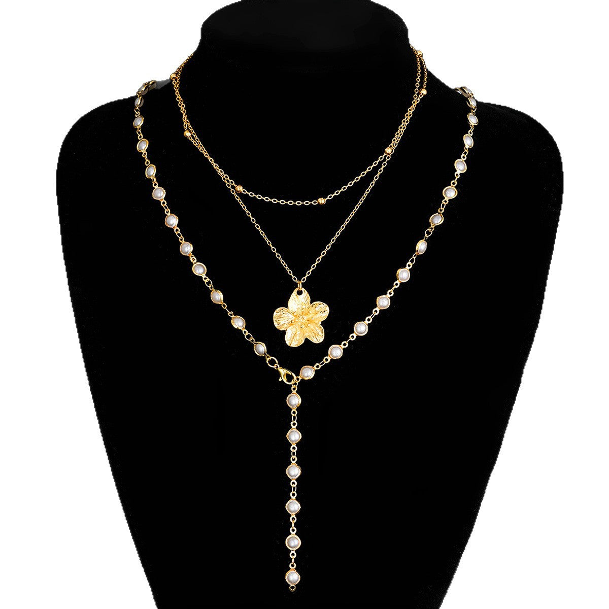 Women's Pearl Flower Twin Fashion Long Sweater Necklaces