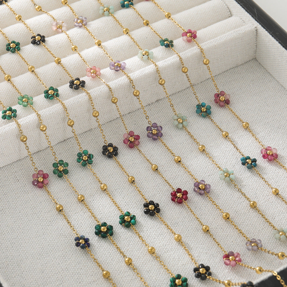Fresh Flower Stainless Steel Niche Design Bohemian Necklaces