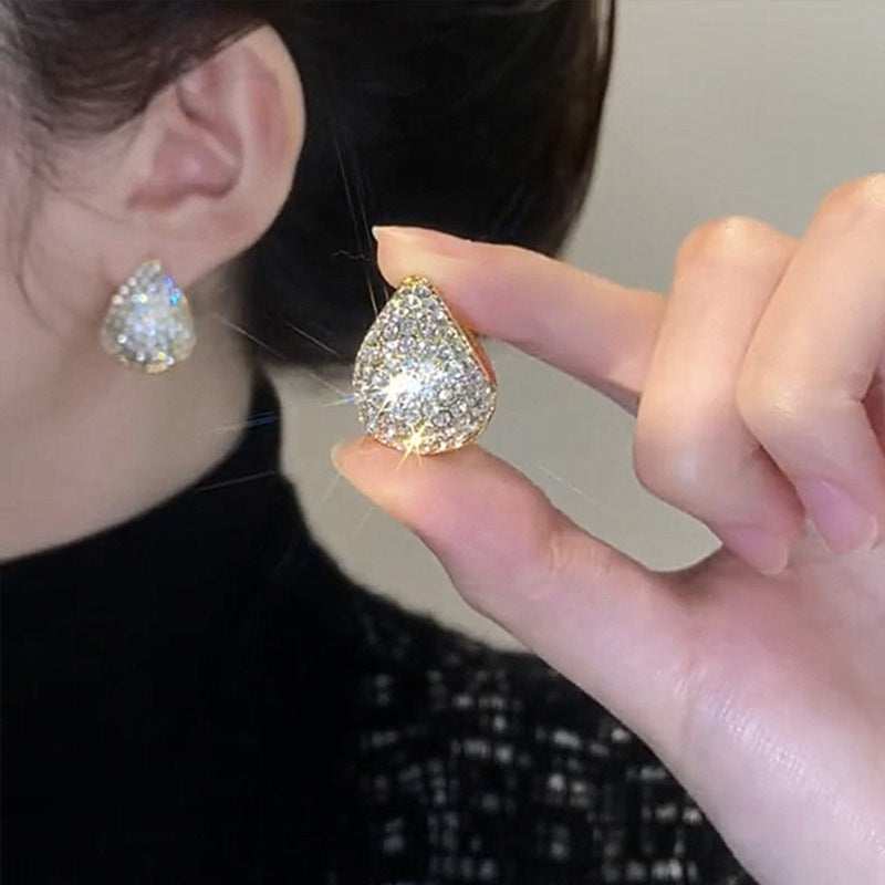 Luxury Full Diamond Clip Female Tide Graceful Earrings