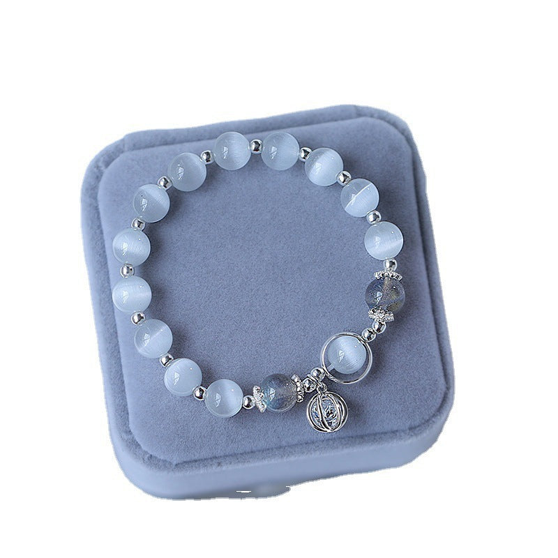 Female Aquamarine Gray Moonlight Natural Crystal Bracelet