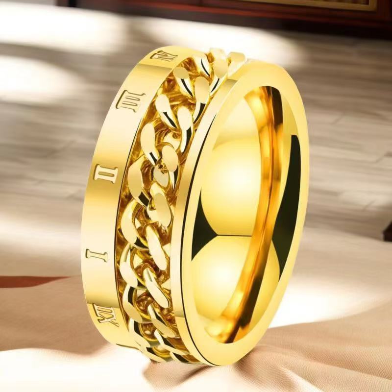 Men's Stainless Steel Chain Niche Trendy Titanium Rings