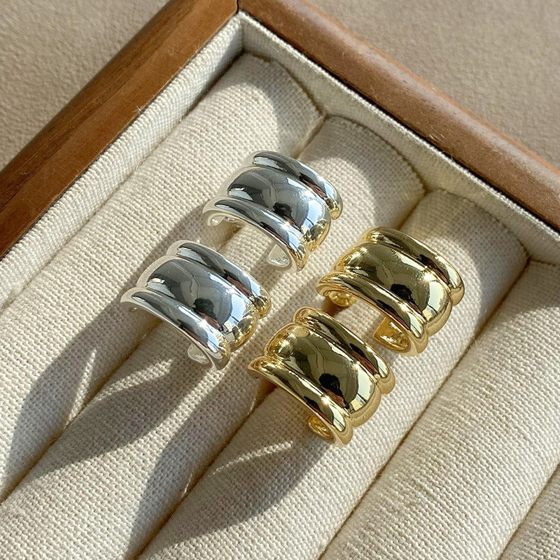 Temperament Ear Clip High-grade Wide Face Copper Rings
