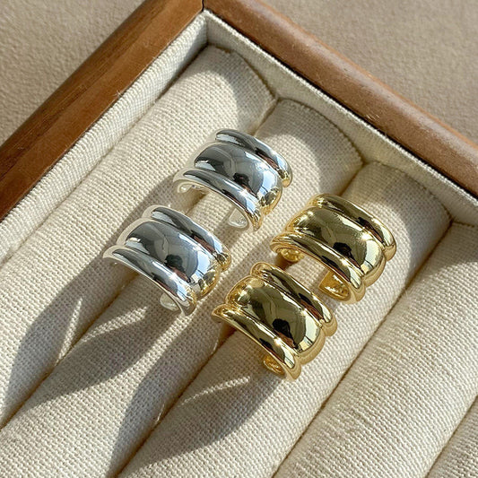 Temperament Ear Clip High-grade Wide Face Copper Rings