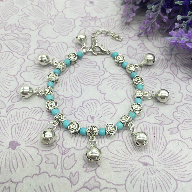 Women's Style Retro Tibetan Sier Ringing Bell Dance Bracelet