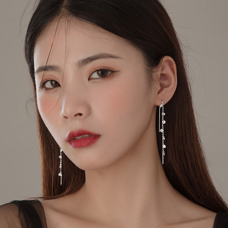 Tassel Female Fairy Temperamental Design Zircon Earrings