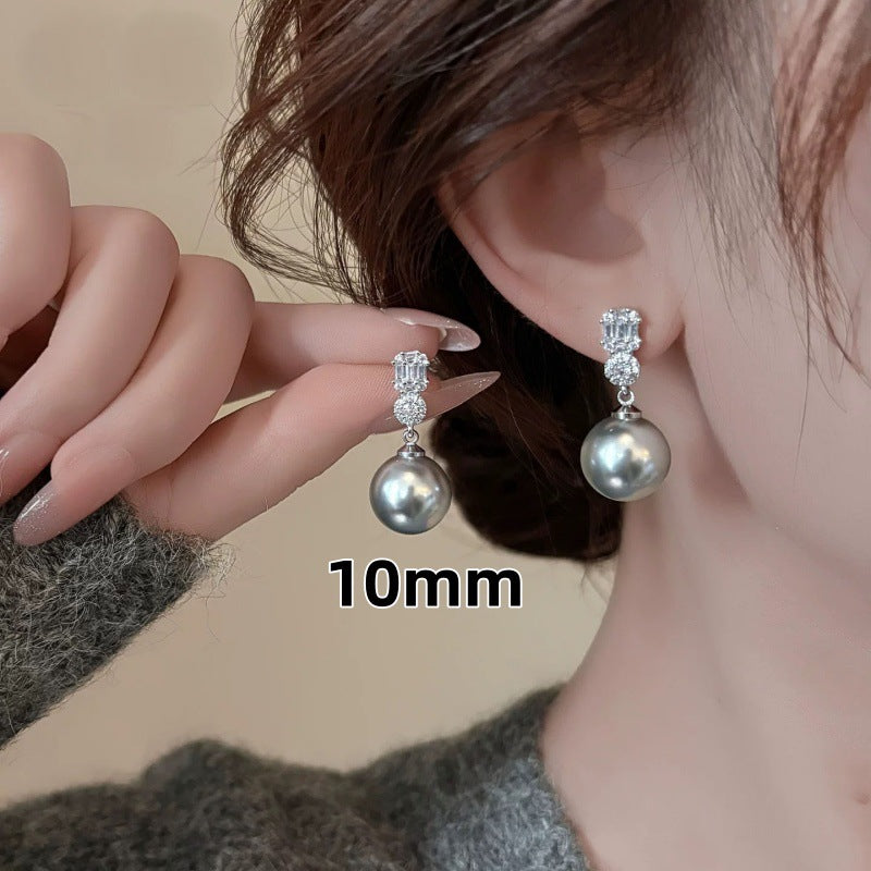 Pin Australian White Rhinestone Light Luxury Temperament High-grade Mid-length Stud Earrings