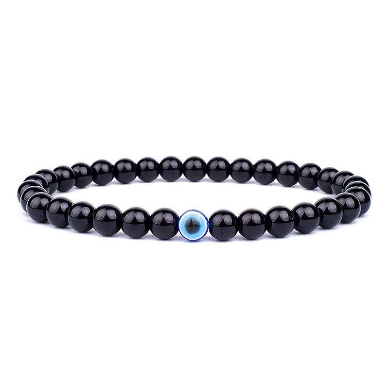 Natural Stone Brace Lace Resin Devil's Eye Beaded Elastic String Bracelet
