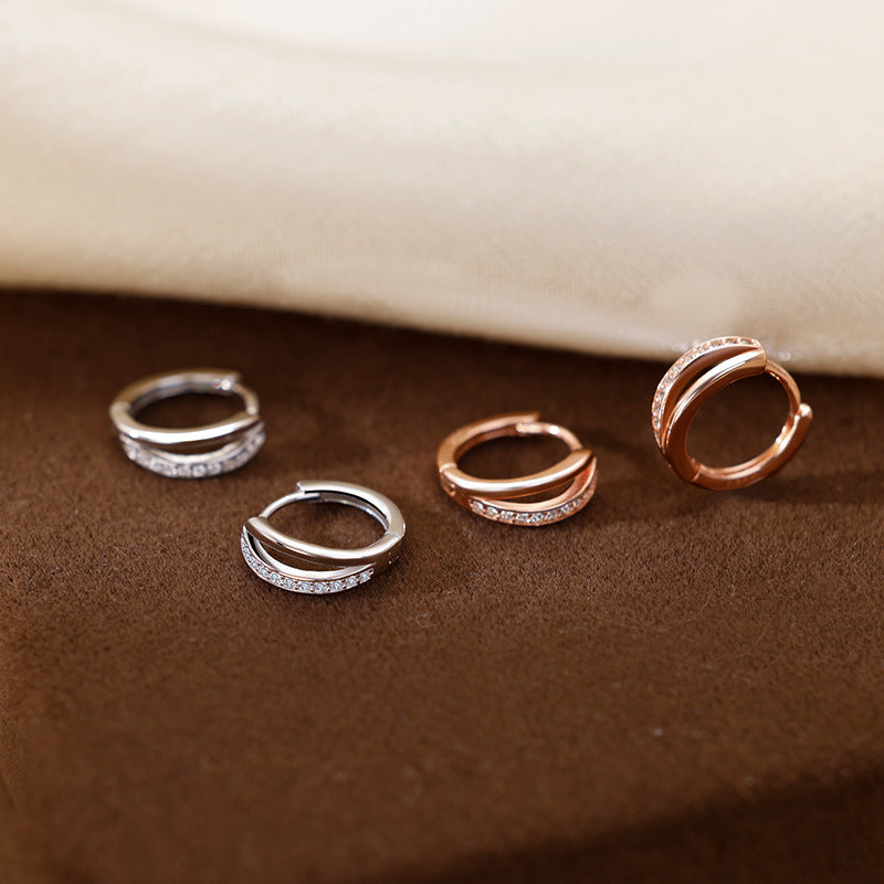 Women's Sterling Sier Trendy Rose Gold Ear Special Interest Earrings