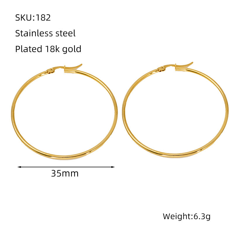 Women's Stainless Steel Round Coil Buckle Plated Fashionable Simple Ear Line