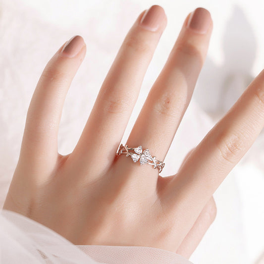 Diamond Four-leaf Clover Female Korean Light Luxury Rings