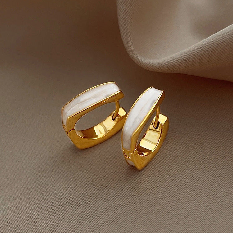 Sier-plated Square Clip Dripping Niche Elegant Geometric Ear Buckle