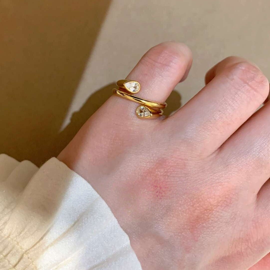Little Finger Double Diamond Design Graceful Ring