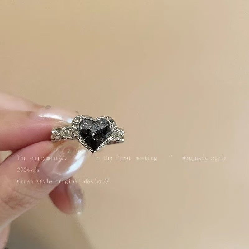 Gentle Sier Wide Version Love Pearl Around Planet Female Light Rings