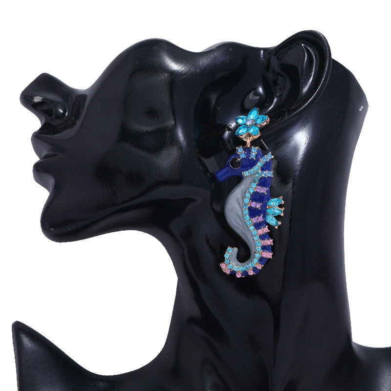 Oil Jeweled Fashion Ocean Style High Earrings