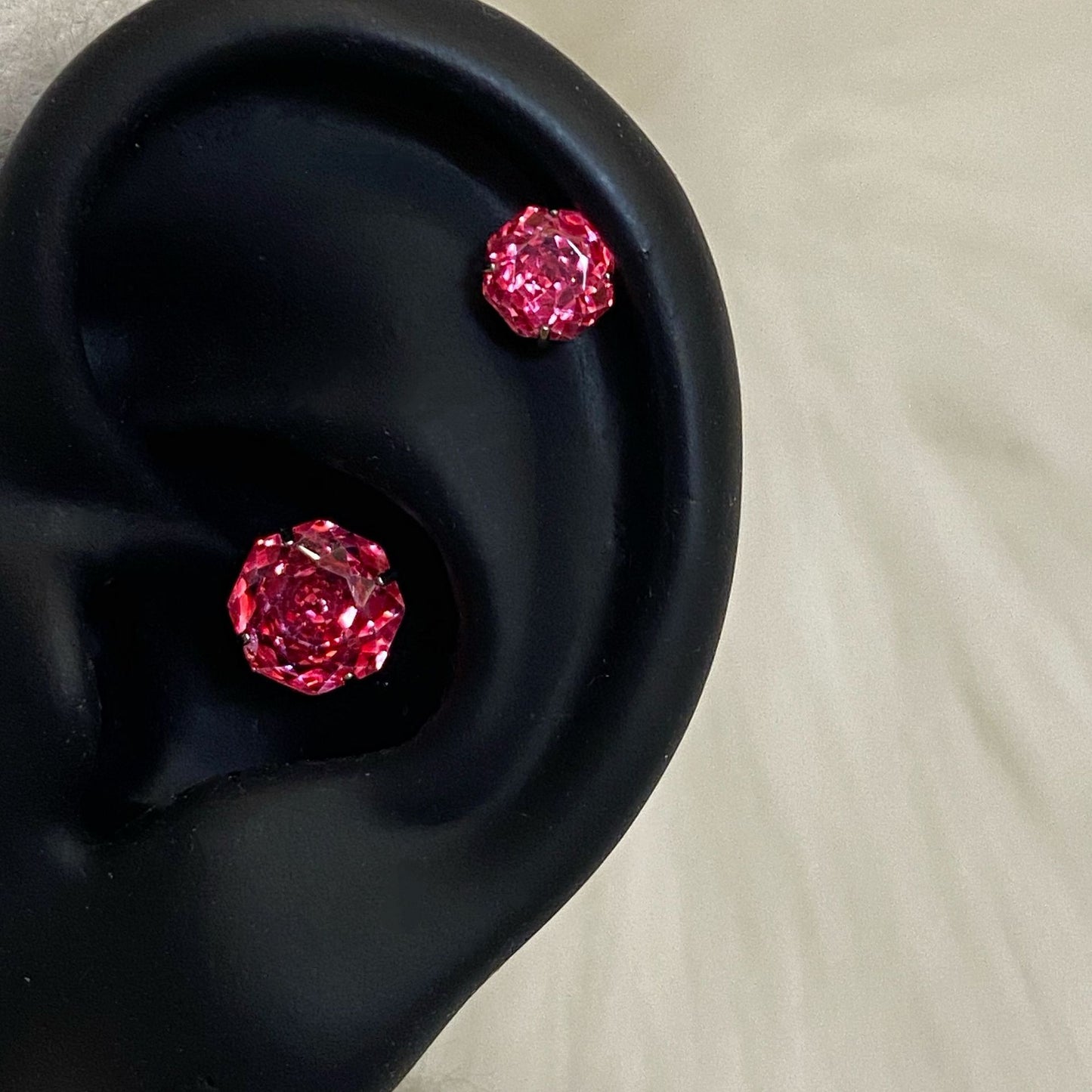Fruit Syrup Red Cut Zircon Ear Bone Stud Earrings